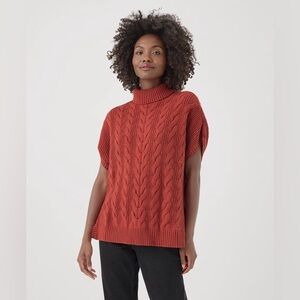 Pact Cable Knit Sleeveless Turtleneck Poncho Sweater M/L